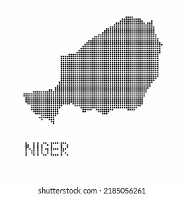 Niger map with grunge texture in dot style. Abstract vector illustration of a country map with halftone effect for infographic. 