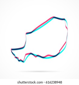 Niger Map hand drawn with blue and pink highlighters, isolated on a blank background.
Vector illustration, easy to edit, manipulate, resize or colorize.