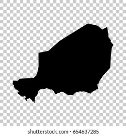 Niger map isolated on transparent background. Black map for your design. Vector illustration, easy to edit.