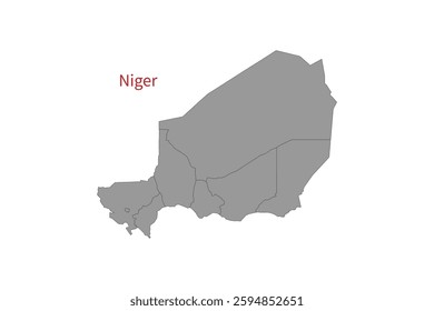 Niger map isolated on white background. Map silhouette of Niger. For website layouts, background, education, precise, customizable. Earth geography.