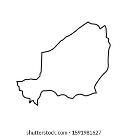 Niger map Line Outline country Africa map illustration vector African isolated on white background
