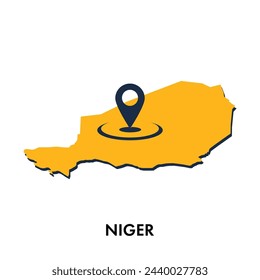 Niger map with location PIN isolated on white background, Concept of explore, and travel vector illustration design