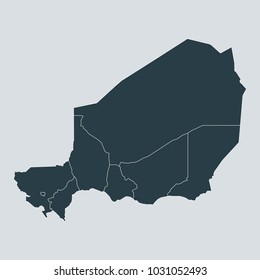 Niger map on gray background vector, Niger Map Outline Shape Gray on White Vector Illustration,
High detailed Gray illustration map Niger.
