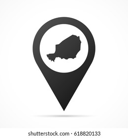 Niger Map on location pin. Map pointer isolated on a white background.
Conceptual vector illustration.
