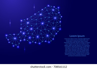 Niger map of polygonal mosaic lines network, rays and space stars of vector illustration.