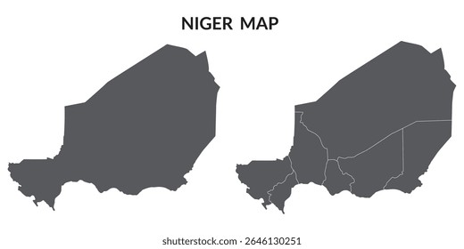 Niger map set. Map of Niger in set with grey color
