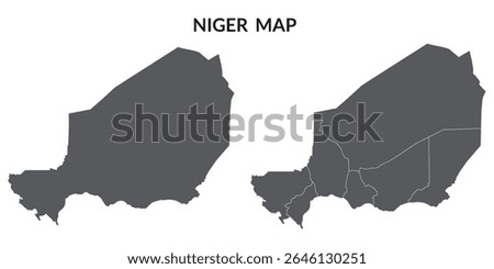 Niger map set. Map of Niger in set with grey color