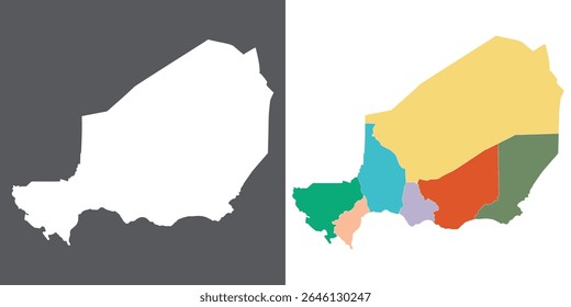 Niger map set. Map of Niger in set with multicolor