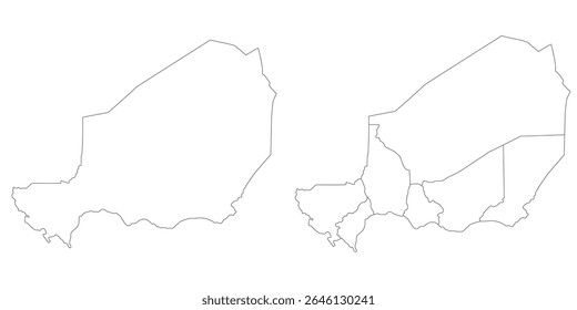 Niger map set. Map of Niger in set with white color