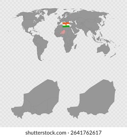 Niger Map Set with World Location.