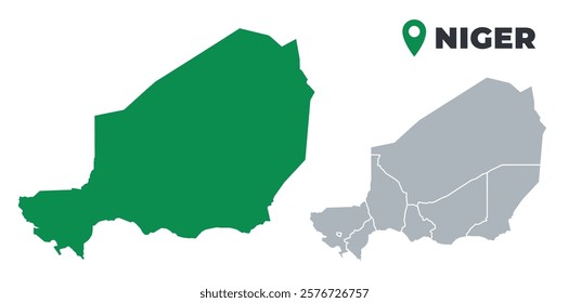 Niger map simple flat outline vector set