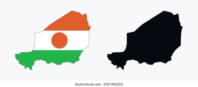Niger Map vector icon. Map of Niger in Flag colors.