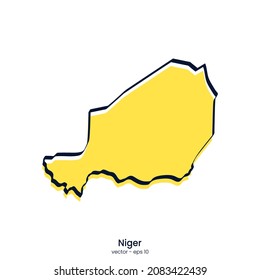 Diseño de plantillas de ilustraciones de vector de mapas de Níger. Estilo de esquema.