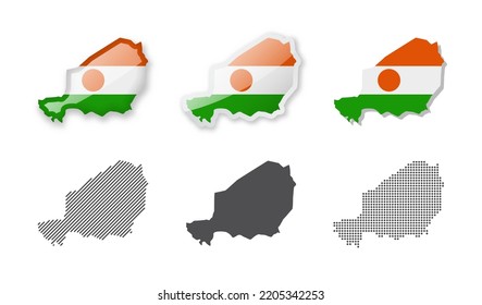 Niger - Maps Collection. Six maps of different designs. Set of vector illustrations