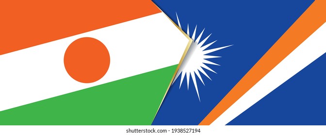 Niger and Marshall Islands flags, two vector flags symbol of relationship or confrontation.