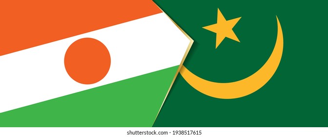 Niger and Mauritania flags, two vector flags symbol of relationship or confrontation.