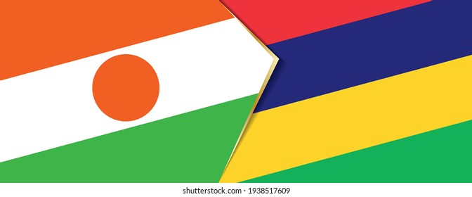 Niger and Mauritius flags, two vector flags symbol of relationship or confrontation.