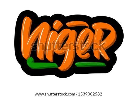 Niger modern brush lettering text. Vector illustration logo for print and advertising