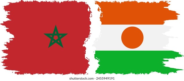 Niger and Morocco grunge flags connection, vector