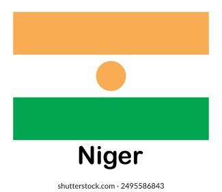 Niger national flag. Banner, state symbol, flagpole.