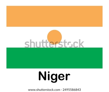 Niger national flag. Banner, state symbol, flagpole.
