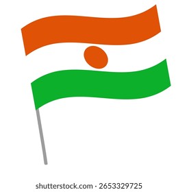 Bandeira nacional do Níger flutua com mastro