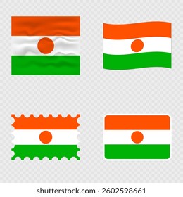 Niger national flag in four different styles.