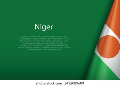 Bandera nacional de Níger aislada sobre fondo oscuro con copyspace