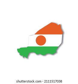Niger national flag in a shape of country map