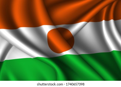 Niger national flag of silk. Vector fabric texture