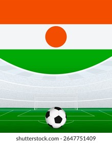 Niger National Football Theme, Stadium and Soccer Ball. Soccer Match Concept in Niger. Ideal for use in sports event promotions, football themed designs, and tournament advertisements.