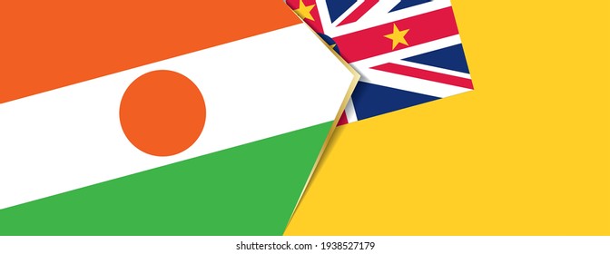 Niger and Niue flags, two vector flags symbol of relationship or confrontation.