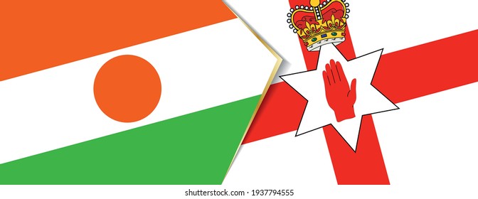 Die Flaggen Niger und Nordirland, zwei Vektorflaggen Symbol für Beziehung oder Konfrontation.