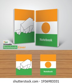 Niger Notebook Design Mockup - 3D Book Templet - National Country Map and Flag - Ready to Print Magazine Cover - Vector