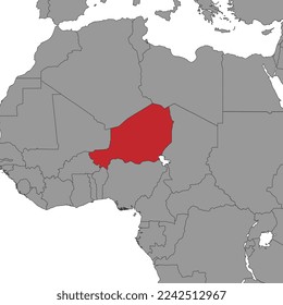 Niger on world map. Vector illustration.
