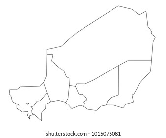 niger outline map. detailed isolated vector country border contour map on white background.
