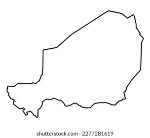 Niger outline silhouette map over a white background