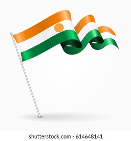 Niger pin icon wavy flag. Vector illustration.