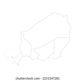 Niger political map of administrative divisions