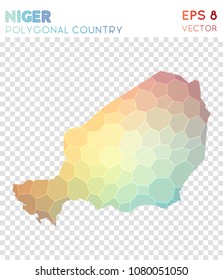 Niger polygonal, mosaic style country map. Trending low poly style, modern design for infographics or presentation.