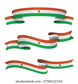 NIGER Ribbon Flag Set, NIGER National Flag Banner Collection with Wavy Ribbon Design