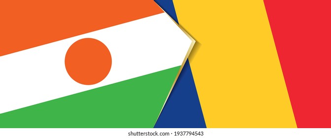 Niger and Romania flags, two vector flags symbol of relationship or confrontation.