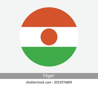 Niger Round Circle Flag. Nigerien Circular Button Banner Icon. EPS Vector