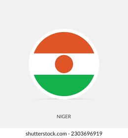 Niger round flag icon with shadow.