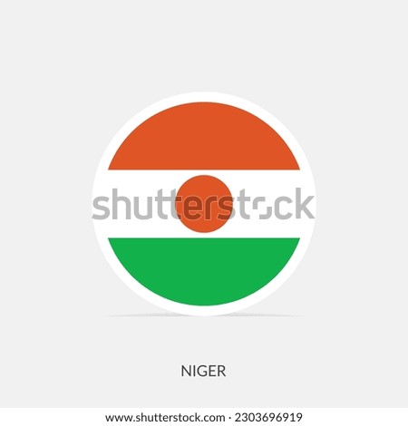 Niger round flag icon with shadow.