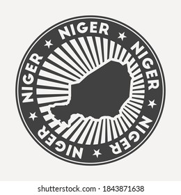 Niger round logo. Vintage travel badge with the circular name and map of the country, vector illustration. Can be used as insignia, logotype, label, sticker or badge of Niger.