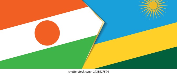 Niger and Rwanda flags, two vector flags symbol of relationship or confrontation.