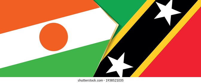 Niger and Saint Kitts and Nevis flags, two vector flags symbol of relationship or confrontation.