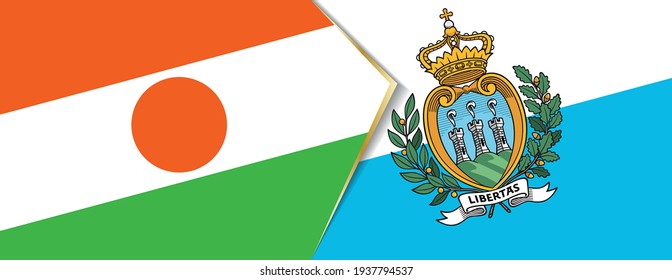 Niger and San Marino flags, two vector flags symbol of relationship or confrontation.