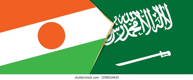Niger and Saudi Arabia flags, two vector flags symbol of relationship or confrontation.